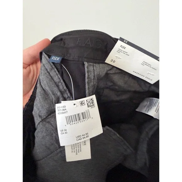 American Eagle Men's Flex Khaki Shorts – Black – Size 30 – NWT - Picture 5 of 5